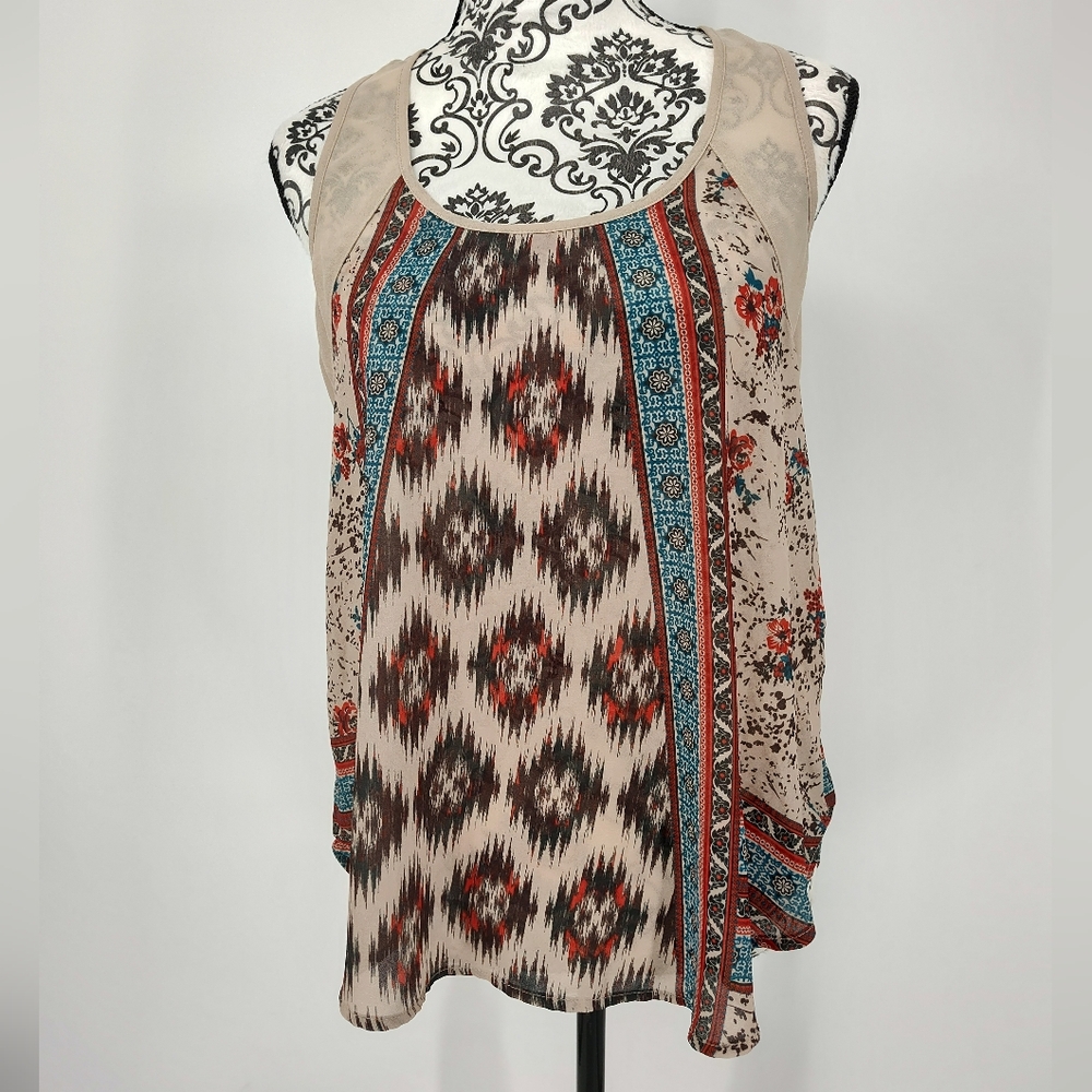 Eyelash Couture Multicolor Tribal Patterned Tank Top Size Women's Medium